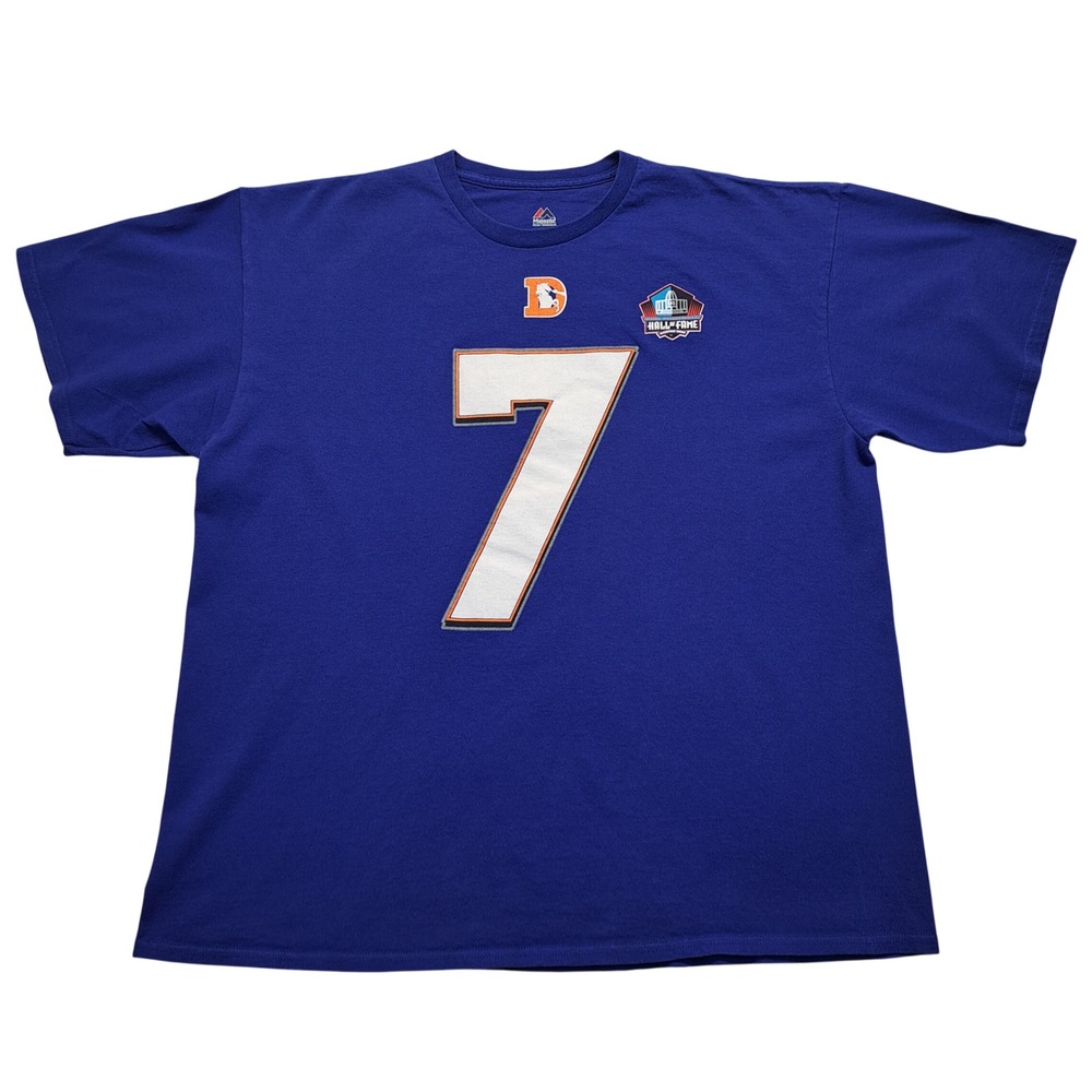 Majestic John Elway‎ Denver Broncos Mens 2XL Blue Excellent Hall of Fame Tee 7 - Picture 7 of 12